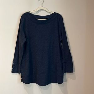 J. Jill Waffle Knit Button Sleeve Tunic Top. XL tall NWOT charcoal